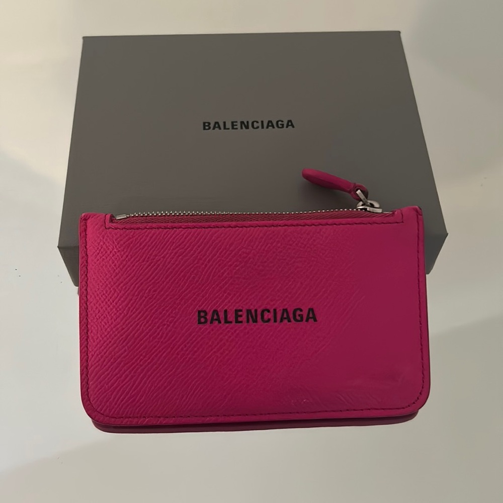 Balenciaga card case wallet hot pink
